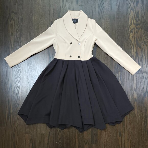 Aleeza Paris Couture luxurious Black & Tan Blazer dress Small sold for $450 NWT - Picture 2 of 6